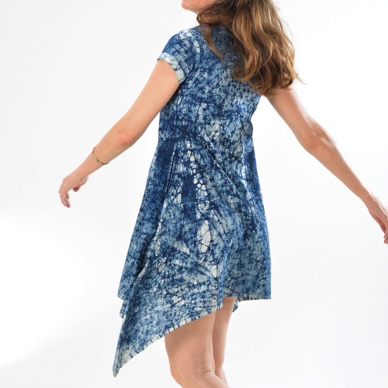 Sidedrop Dress – Dark Blue Shibori Cotton
