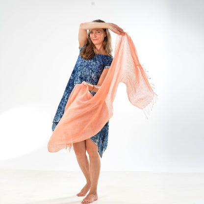 Plain Pink Scarf – Cotton Linen Blend