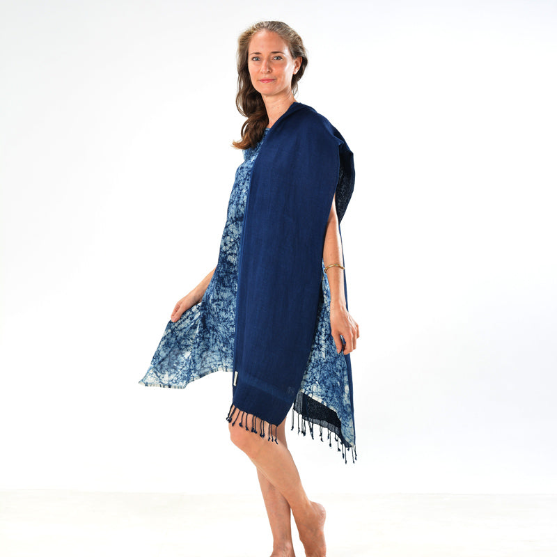 Plain Blue Scarf – Linen