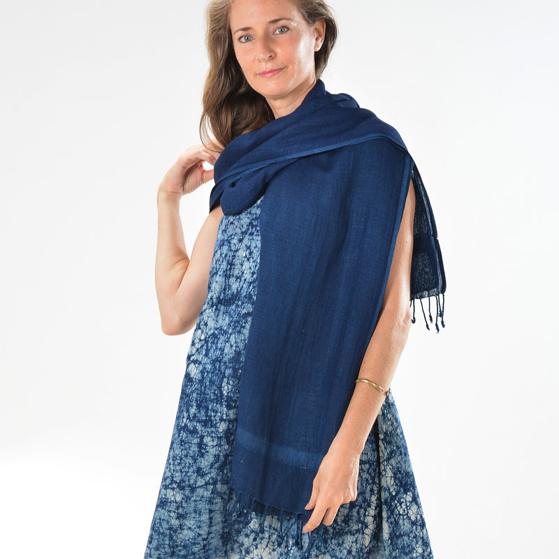 Plain Blue Scarf – Linen