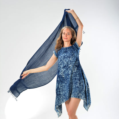 Plain Blue Scarf – Linen