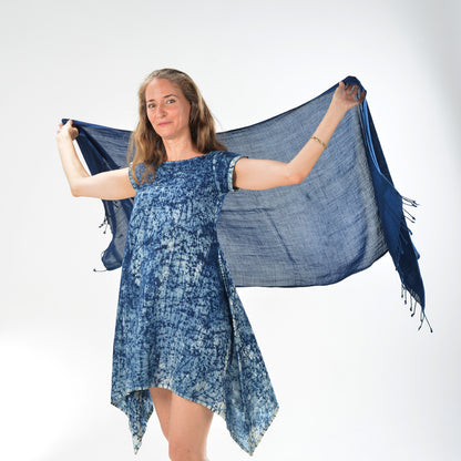 Plain Blue Scarf – Linen
