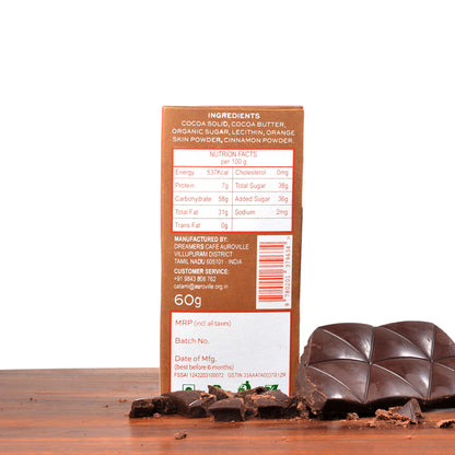 Dark chocolate Orange Cinnamon 62%