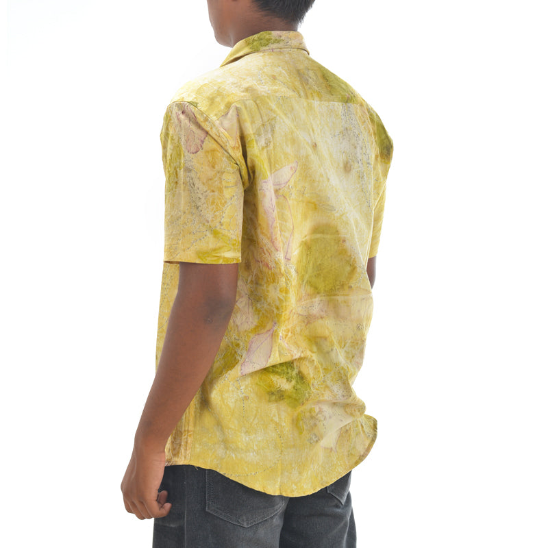 Botanical Printed Cotton Shirt – Soft Yellow