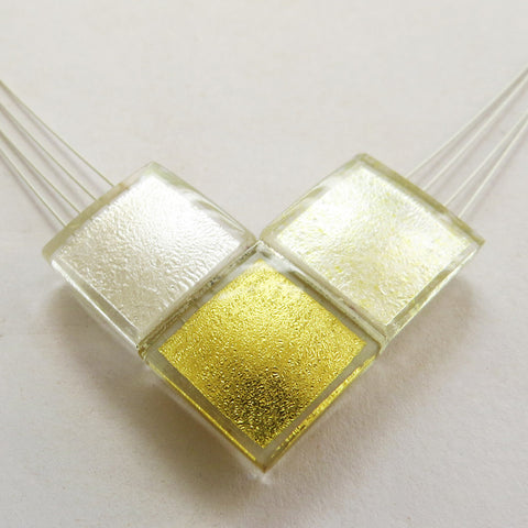 Small Square Necklace (Gold and Silver-in-Glass)