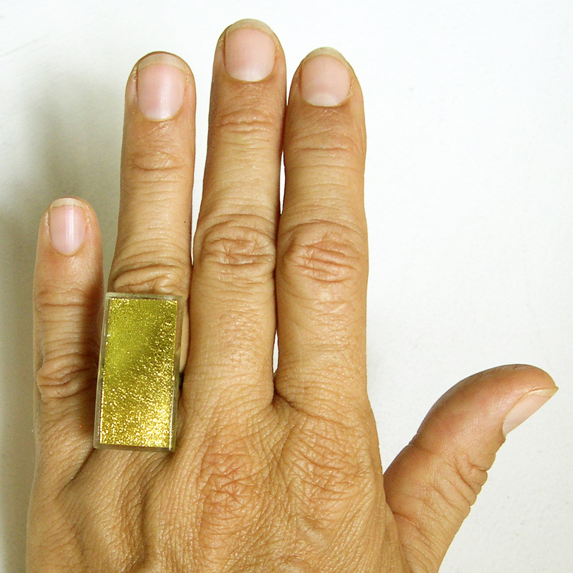 Rectangular Shaped Ring (Gold-in-Glass)