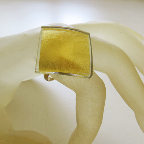 Square Shaped-Ring-Large (Gold-in-Glass)