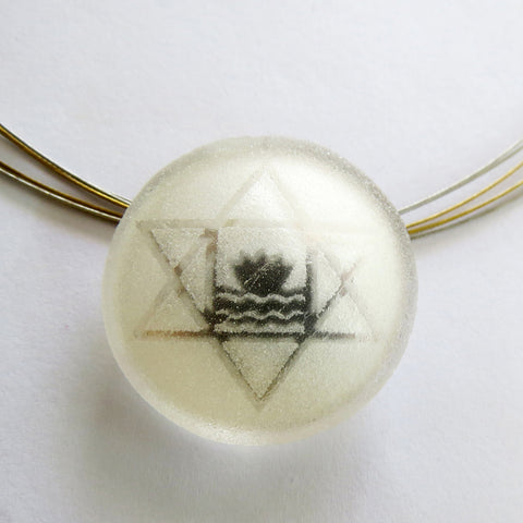 Sri Aurobindo Symbol Silver-in-Glass Pendant