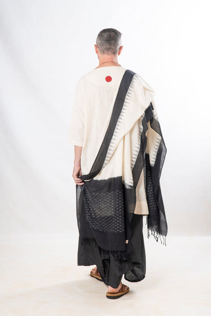 Gender-Fluid Occasion wear Set of 3- Natural Khadi & Black Linen