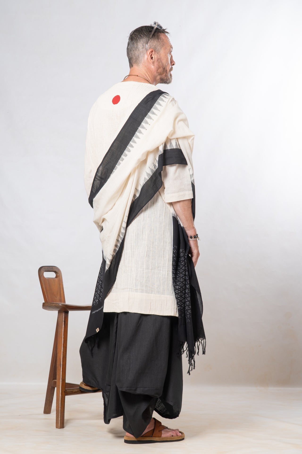 Gender-Fluid Occasion wear Set of 3- Natural Khadi & Black Linen