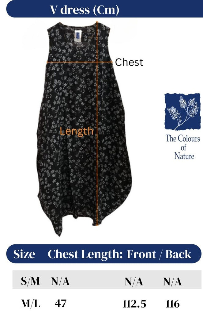 V Dress – Black Grey Batik Cotton