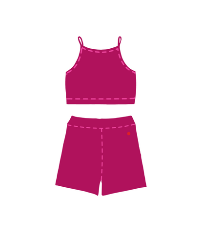 Pink Organic Cotton Yoga Set – Top & Shorts