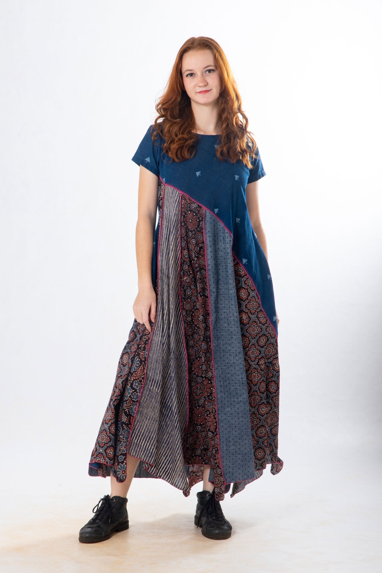 Indigo Panelled Craft Dress