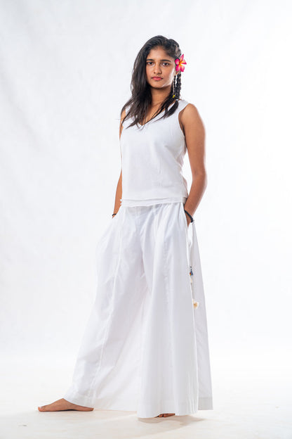 White Cotton Co Ord Set 