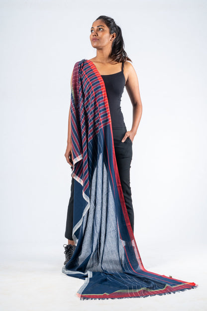 Handwoven Organic Cotton Scarf - PANCHU - Upasana Auroville