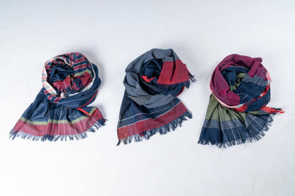 Handwoven Organic Cotton Scarf - PANCHU - Upasana Auroville