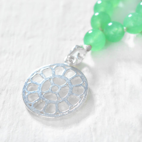 Jade Mala with Silver Mother's Symbol Pendant