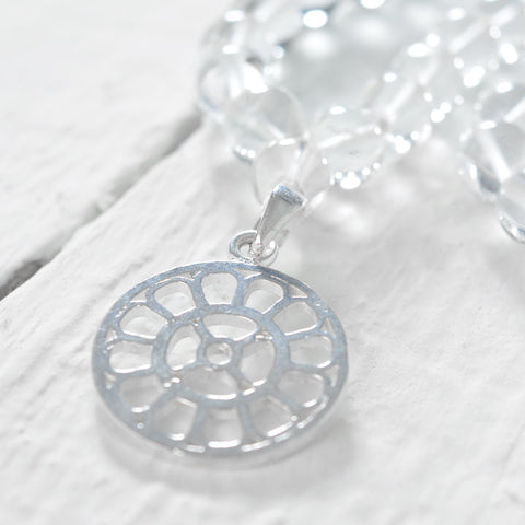 Crystal Mala with Silver Mother's Symbol Pendant