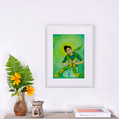 Savitri Art Painting - Andal in Her Garden