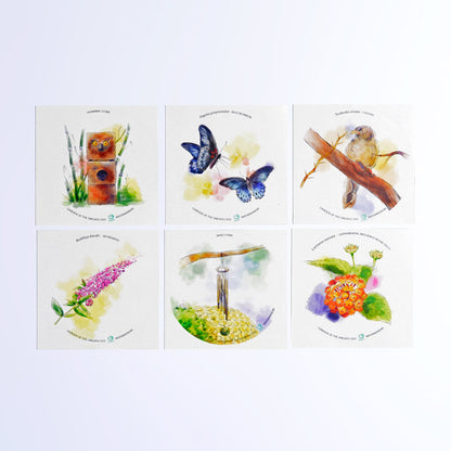 Postcards and stickers : Elements from the Garden of the Unexpected - Matrimandir , Auroville.