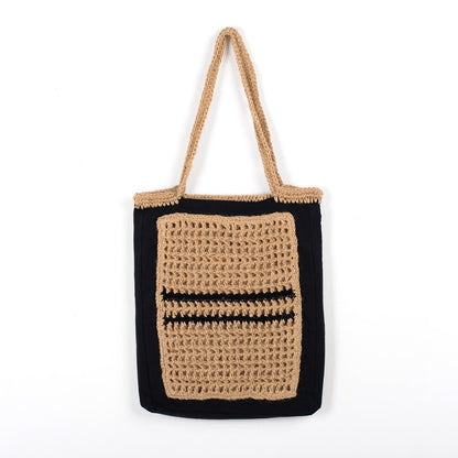 Hand-Crocheted Fabric & Jute Tote Bag