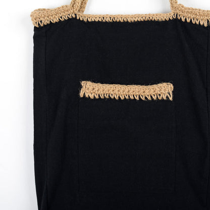Hand-Crocheted Fabric & Jute Tote Bag