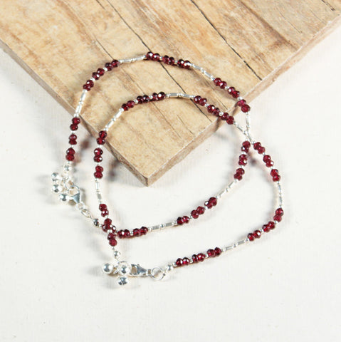 Garnet Anklet - Crystal Cut