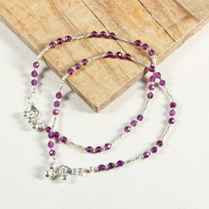Amethyst Anklet - Crystal Cut 