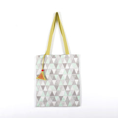 Geometric Design Canvas Cotton Tote Bag with Purse
