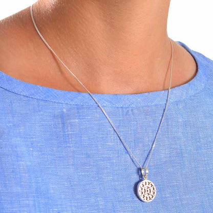 Mother and Sri Aurobindo Symbol Silver Pendant (Front & Back)