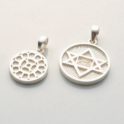 Mother and Sri Aurobindo Symbol Silver Pendant (Front & Back)