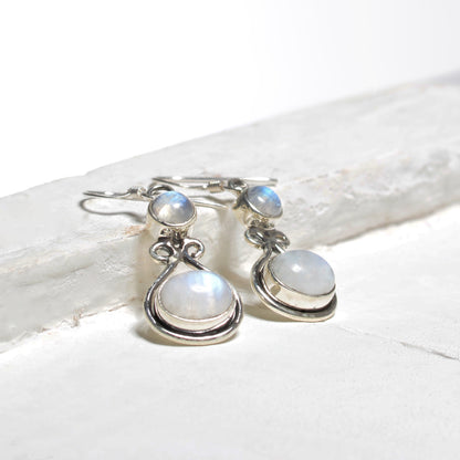 Rainbow Moonstone Dangle Earrings