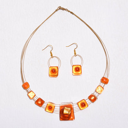 Orange Gold-in-Glass Set