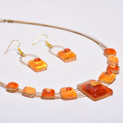 Orange Gold-in-Glass Set