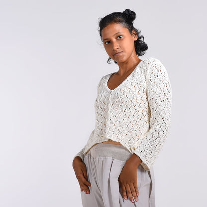 Botticelli Natural Lacy Organic Cotton Hand Knit Top