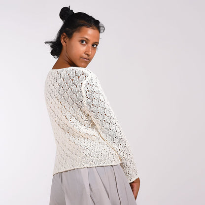 Botticelli Natural Lacy Organic Cotton Hand Knit Top
