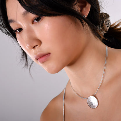 Sri Aurobindo Symbol Silver-in-Glass Pendant