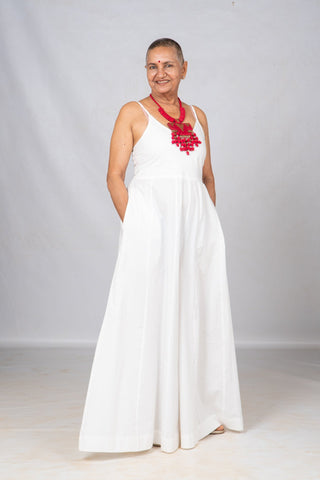 White Organic cotton wide leg Jumpsuit