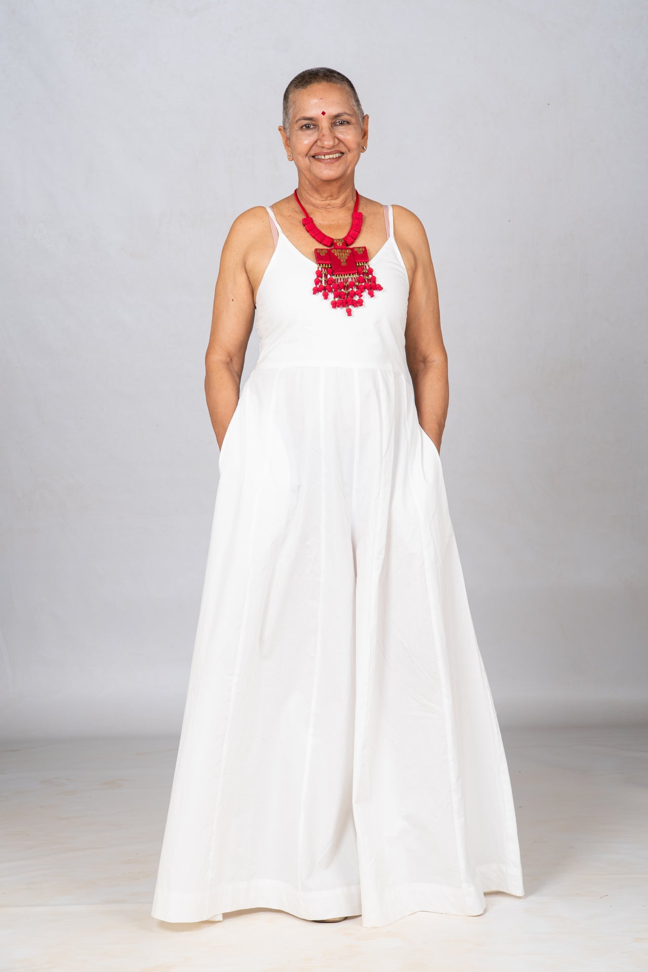 White Organic cotton wide leg Jumpsuit