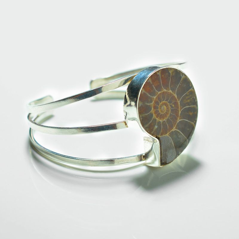 925 Sterling Silver,Ammonite bracelet,Ammonite silver bracelet Fossil bracelet,Fibonacci bracelet,Waxed bracelet,Size 6,6.5,7,7.5,8,8.5 
