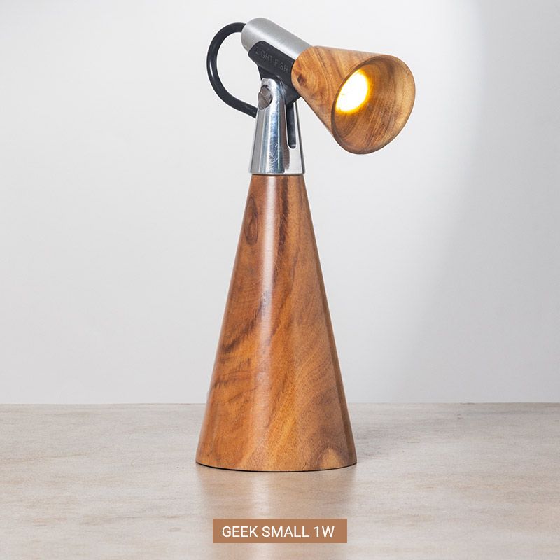 Geek Wood And Metal Table Lamp Small, Small Metal Table Lamps