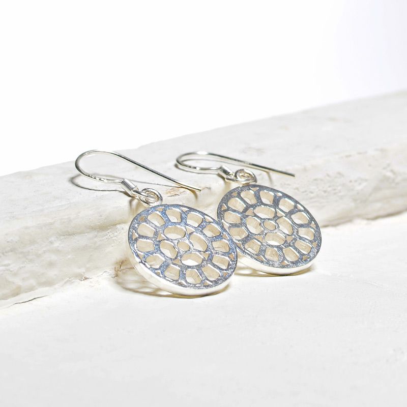 Buy the Silver Round Illusion Earrings - Silberry